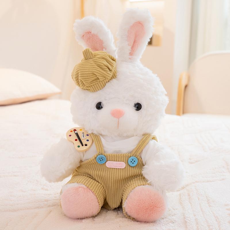 Nová plyšová hračka Mazlivý medvídek Plněné měkké zvířátko Králík Medvěd s oblečením Klobouky Kawaii Panenka Narozeninový Vánoční dárek