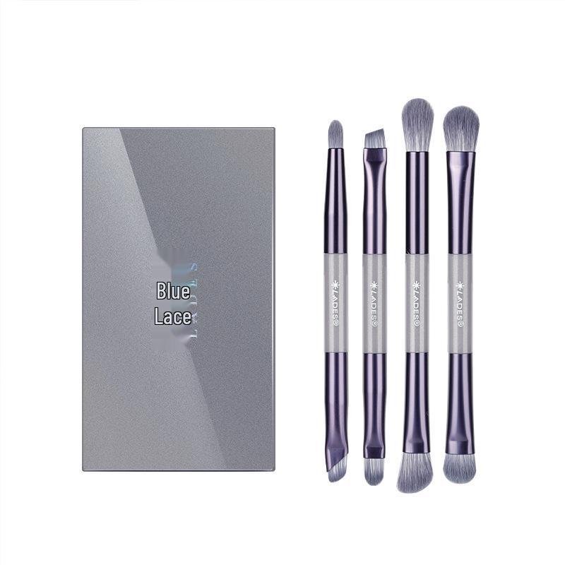 LADES Mist Cloud Double-Ended Makeup Brush Set with Mirror Box