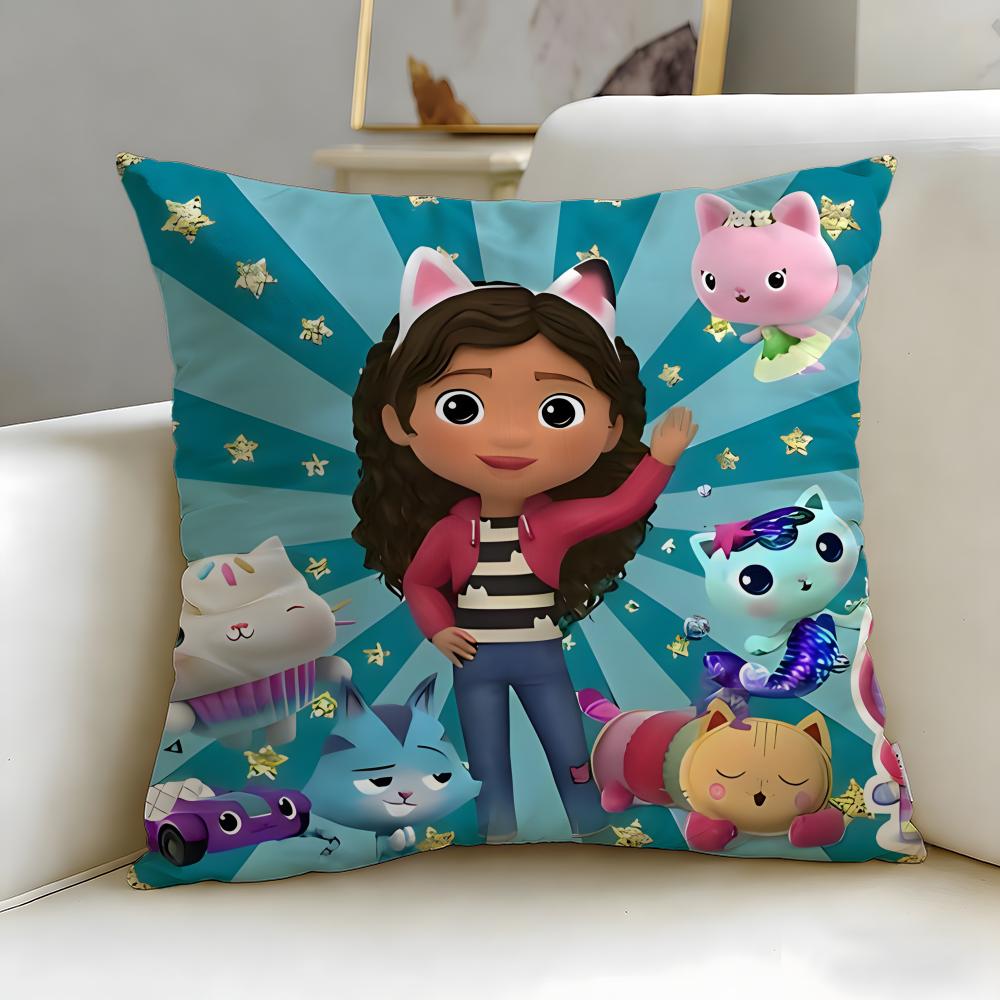 Classic Cartoon Gabby's Dollhouse Cushion Cover Soft & Easy-Wash Pillow Case – Versatile for Couch, Bed, Travel and Office