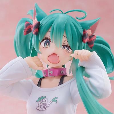 Hatsune Miku Επιτραπέζια Χαριτωμένη Φιγούρα Δράσης 11cm Neko T-Shirt Ver. Anime Φιγούρα Kawaii Κορίτσι Μοντέλο Παιχνίδι Δώρο