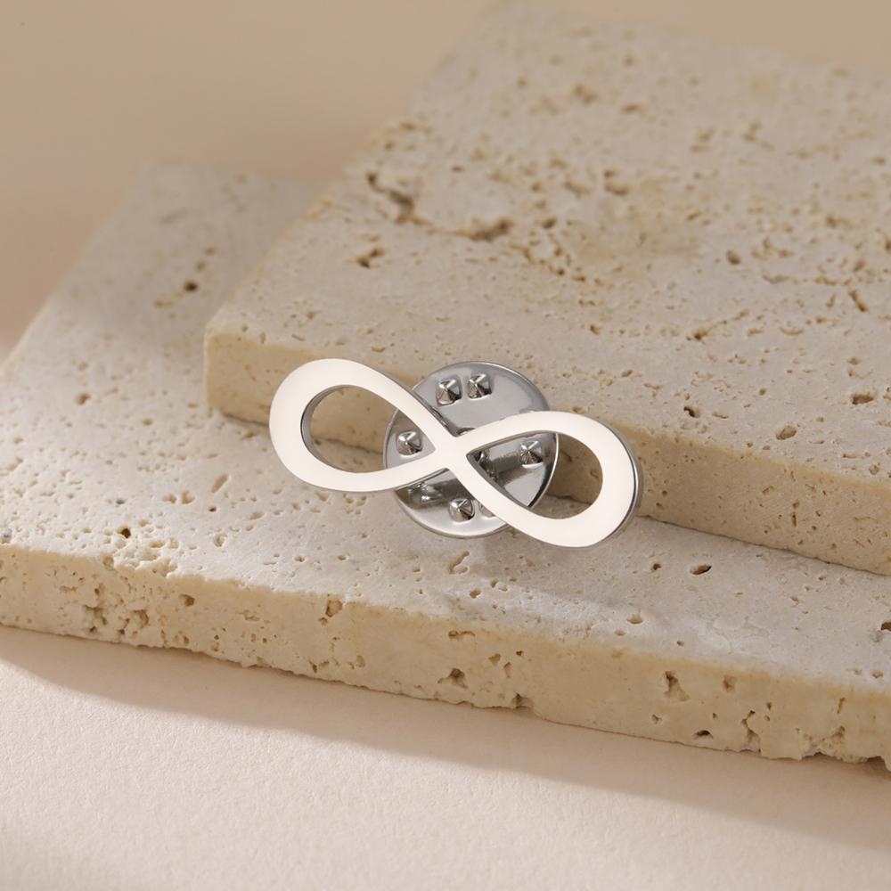 Dawapara Classic Infinity Symbol Brooch Endless Love and Friendship Lapel Pin Stainless Steel Accessories