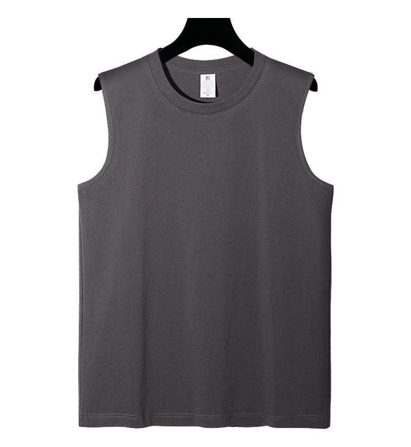 230g Pure Cotton Sleeveless Round Neck Sports Vest - Fitness & Basketball Training Top with Printed Logo.