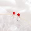 Weihnachtsbaum-Ohrstecker für Damen, schlicht, Mori, kleine, frische rote Perlenohrringe