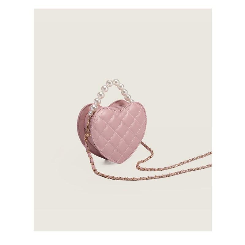 Tooxika Women's Heart Pearl Handbag, Mini Shoulder Chain Crossbody Bag