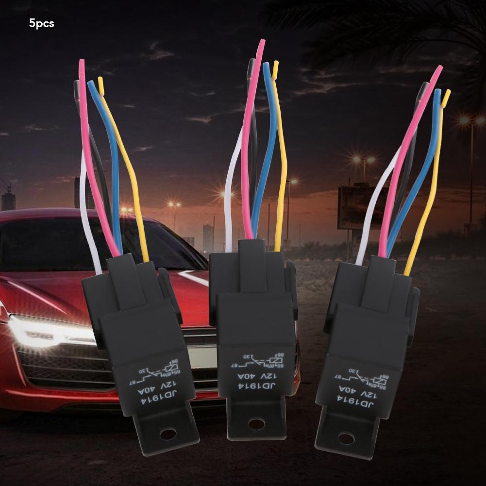 5pcs 12V 30A40A Automotive Relay 5Pin SPDT with Harness Socket