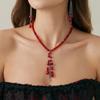 Gothic Blood Drop Necklace Tassel Halloween Earrings Creative Halloween Collarbone Chain  Cosplay