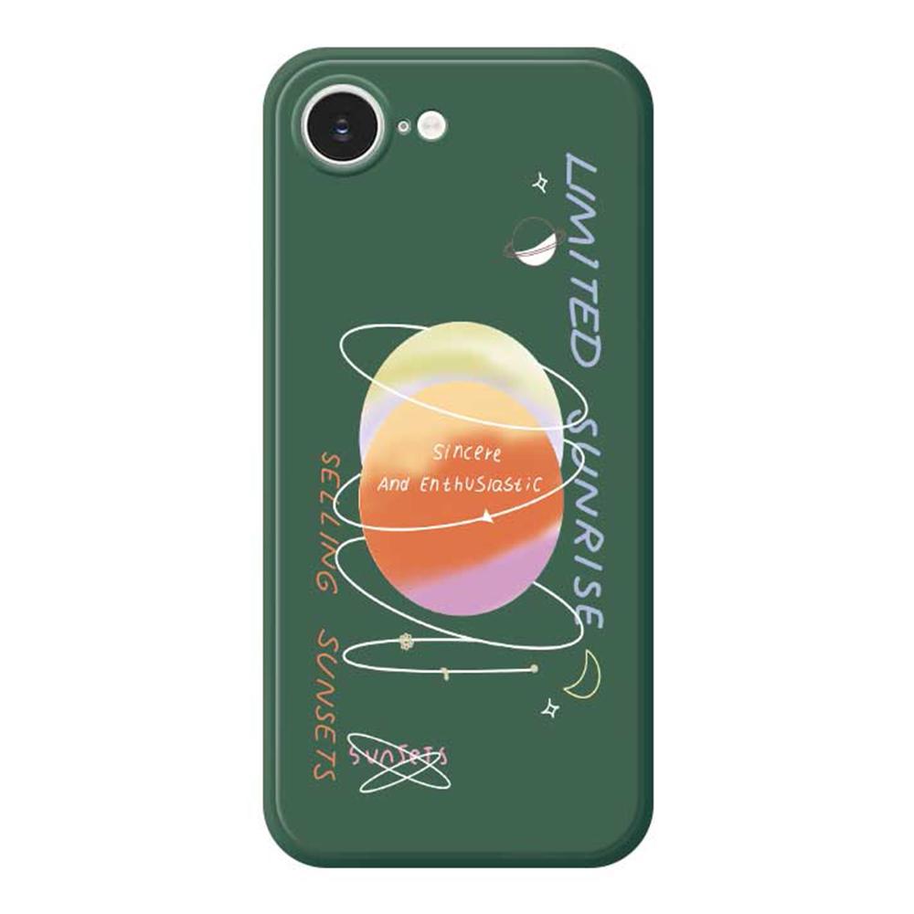 For iPhone 16e Case Planet Pattern Printing Straight Edge TPU Phone Back Cover