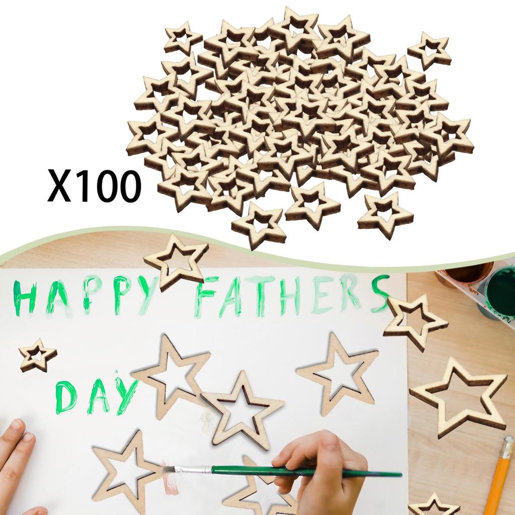 100 Hollow Wood Stars, Versatile Cutouts And Decorations for Year-round Celebrations Christmas