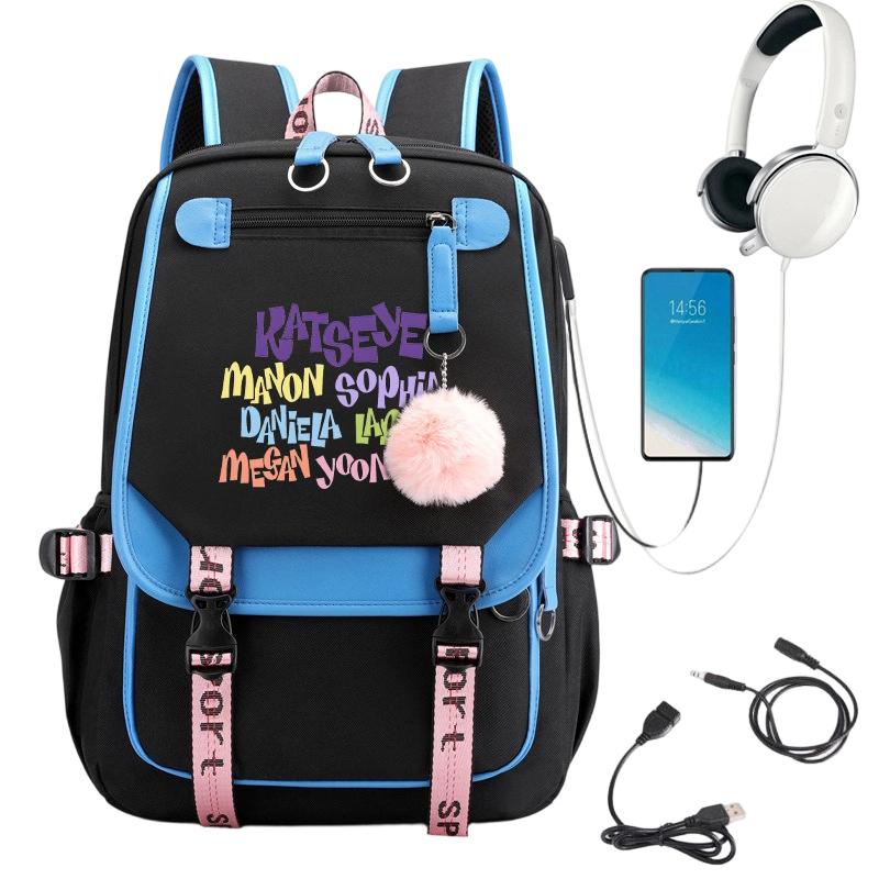 Colorful Letter Backpack with USB Charging
