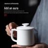 Jingdong JINGZHAO Biały Porcelanowy Kubek z Pokrywką