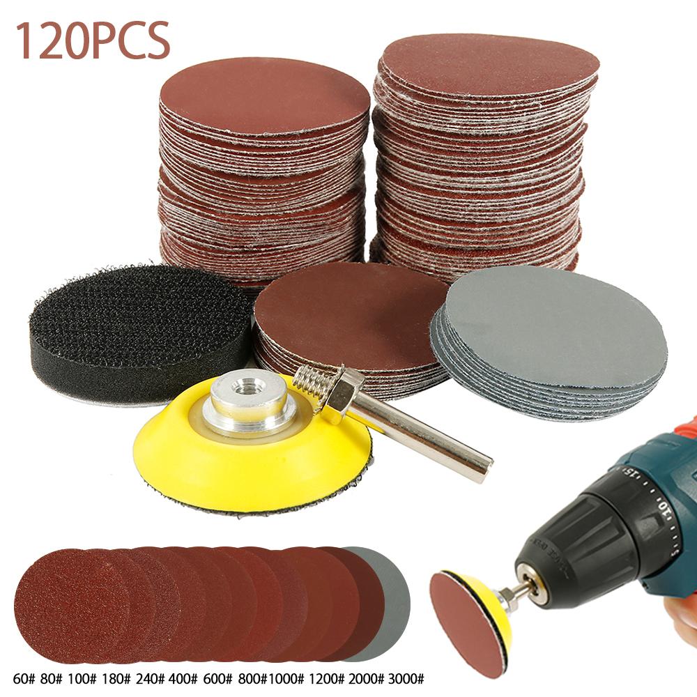 110/120Pcs Sanding Disc 2 Inch Round Sanding Sheet Sanding Pads Paper Drill Grinder Rotary Tools 60-3000 Grit for Metal WoodWork