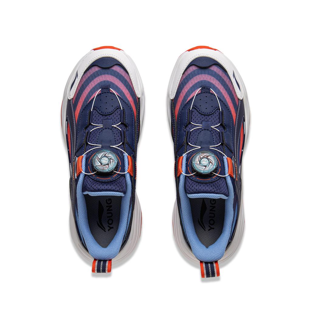 Li Ning Kids Sports Lifestyle Series Comfortable Shock Absorption Rebound Low-Top Casual Shoes Kids sneaker Deep-Blue Orange YKCV202-9