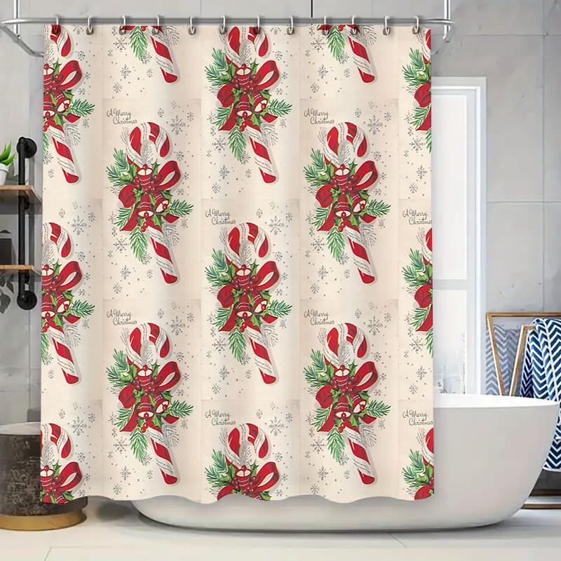

Festive Christmas Shower Curtain Holiday Trees Pattern Waterproof Fabric Festive Home Decor Xmas Bathroom Set Holiday Gift Cozy W60H190(CM)-1 Pcs