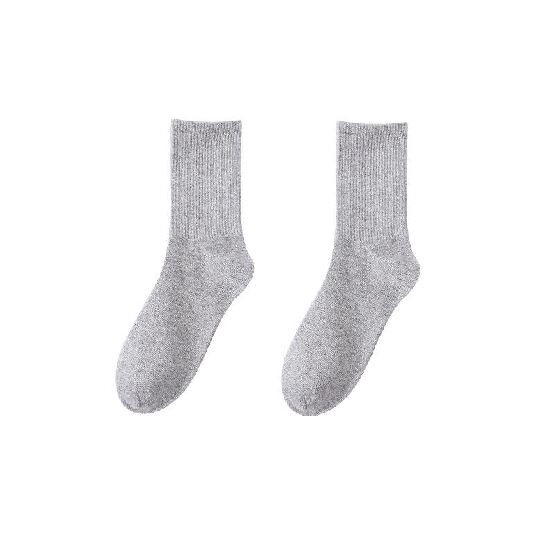 Bonbonfarbene Mid-Calf-Socken: Dünner Stil für Frühling, Sommer & Herbst, Unisex Kniehohe Baumwollsocken, Trendiger Paar-Look Reiner Schwarzer Slouch-Stil.