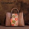 Borsa versatile in vera pelle da donna, vintage, fatta a mano, in pelle di mucca naturale goffrata, borse a tracolla