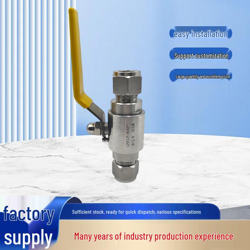 

304 Stainless Steel Dual Ferrule High-Pressure Air Source Ball Valve with Instrument Handle Q91F-64P