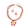 Polymer Clay Flowerwomen Jewelry Set Cute  Seaside Beach Colorful Flower Earrings Girls Sweet Beaded Chain Necklace Girl