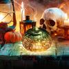 Glass Pumpkin Light Battery Powered LED Light-up Pumpkin Lantern for Halloween Fall Thanksgiving Desk Decor