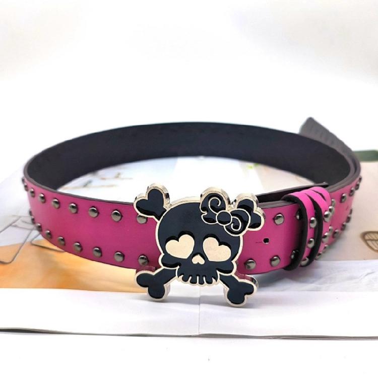 Pin Buckle PU Leather Belt Woman Casual Waist Decors Skull Belt 2000s Waiststrap
