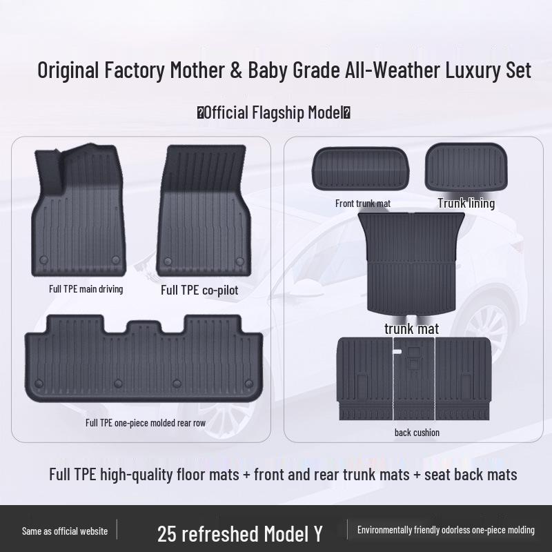 Tesla Model Y & 3 Custom TPE Floor Mats - Full Surround Car Carpets