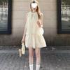 French sleeveless neck dress women's summer new temperament chiffon vacation short skirt
