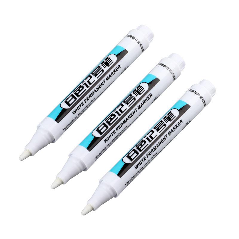1/3Pcs White Permanent Marker Pens 0.7/1.0/2.5MM Paint Marker For Wood Rock Plastic Leather Glass Stone Metal Deep Hole Marker