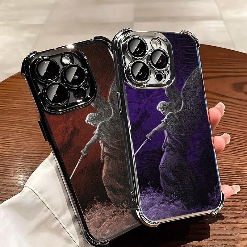 Erzengel Michael Ästhetik Beschichtung Handyhülle Für Iphone 16 17 Pro Max Air 16E 14 15 Plus 12 13 Mini Anti-Fall Airbag Abdeckung