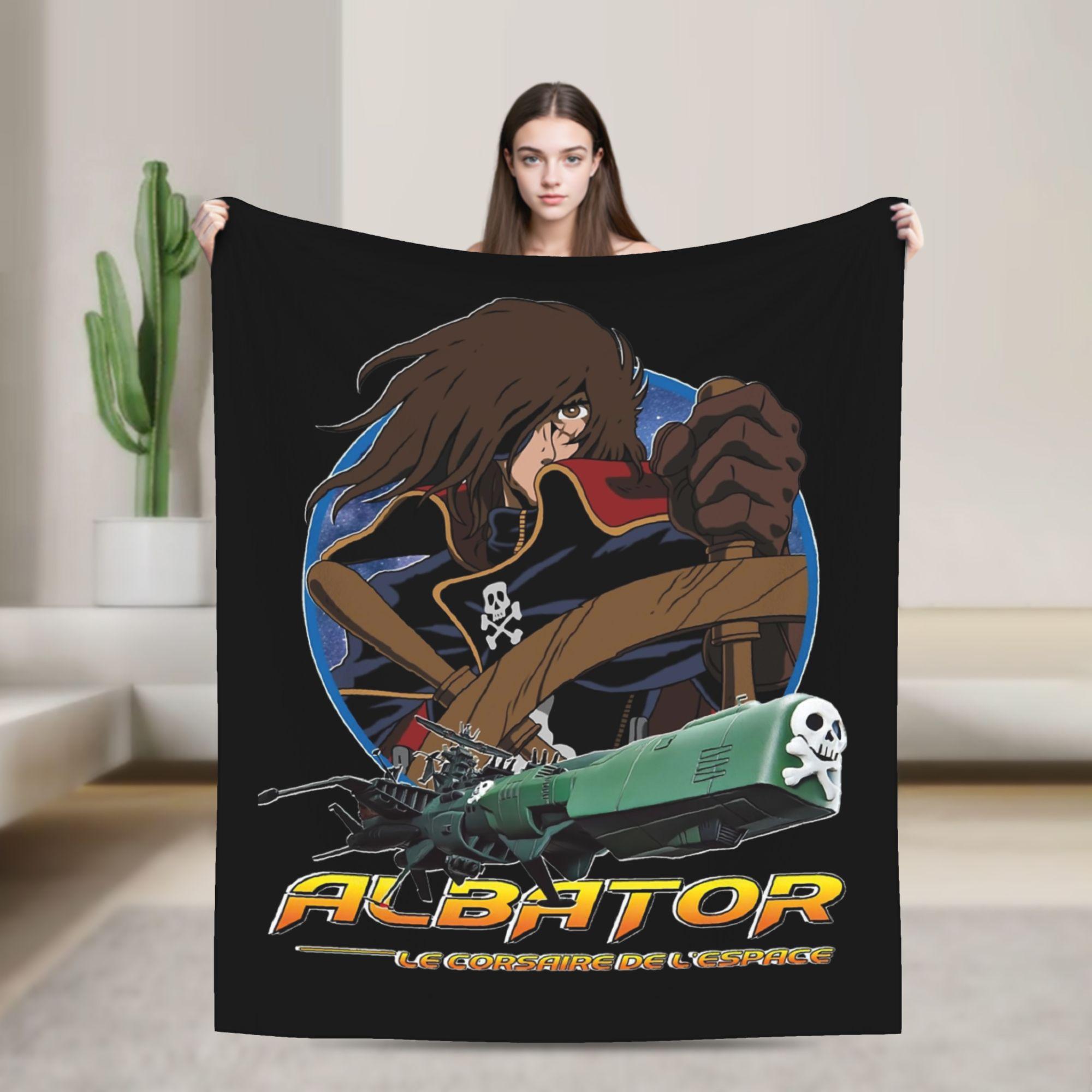 Space Pirate Captain Harlock Albator Blanket Velvet Autumn/Winter  Portable Ultra-Soft Throw Blanket for Bed Travel Bedspread 75X95CM