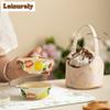 HOYIHM Hand Painted Shaddock Pear Travel Tea Set Kit Retro 1 Pot 1 Cups Tea Maker Organizer Portable Outdoor Handbag Collection