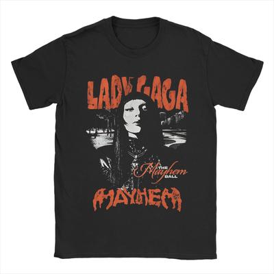Lady Gaga  The Mayhem Ball Tour   T-shirt Unisex Bawełniany Top Koszulka Harajuku  Okrągły Dekolt Krótki Rękaw