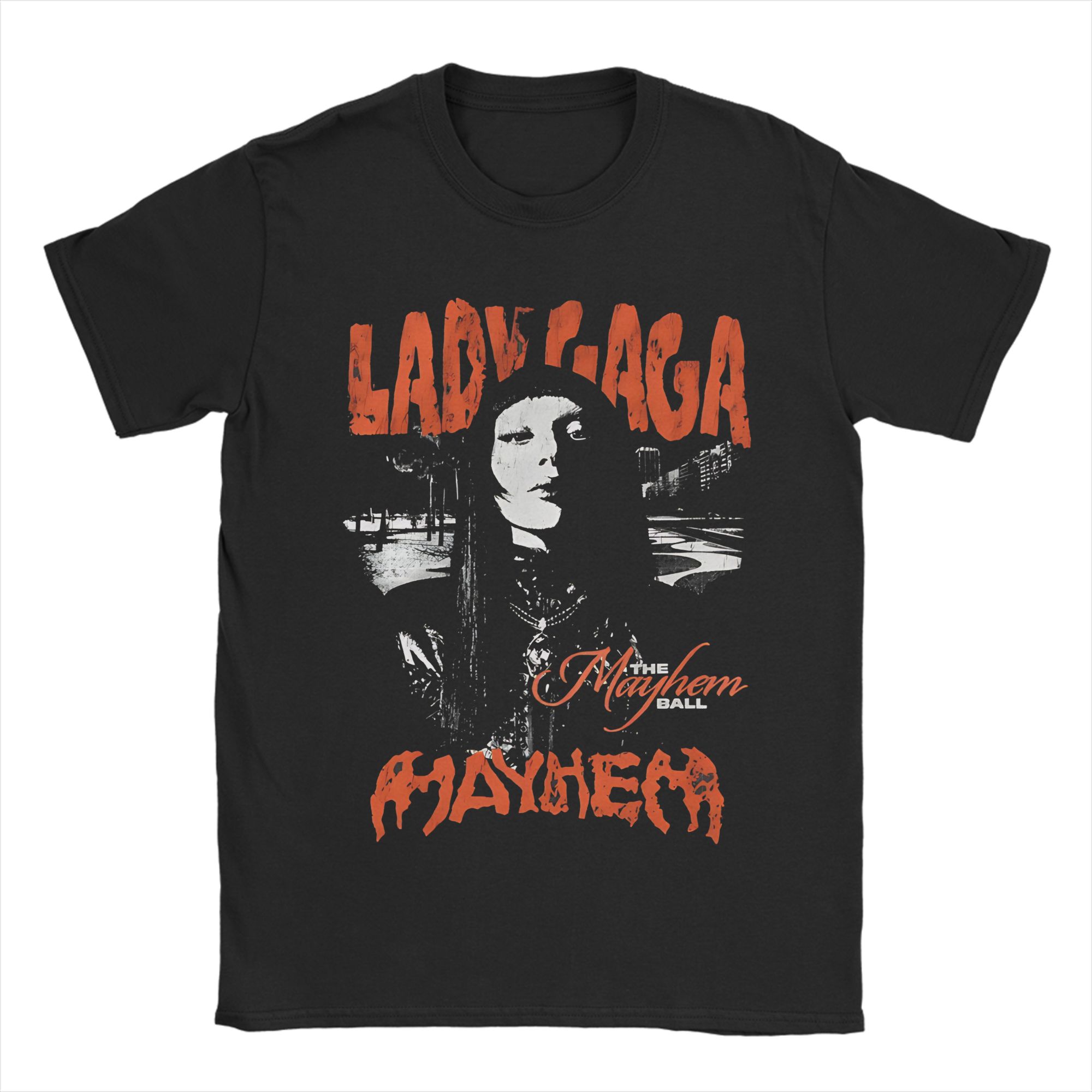 

Lady Gaga The Mayhem Ball Tour Tshirt Unisex Cotton Top Tee Harajuku Round Neck Short Sleeve XL