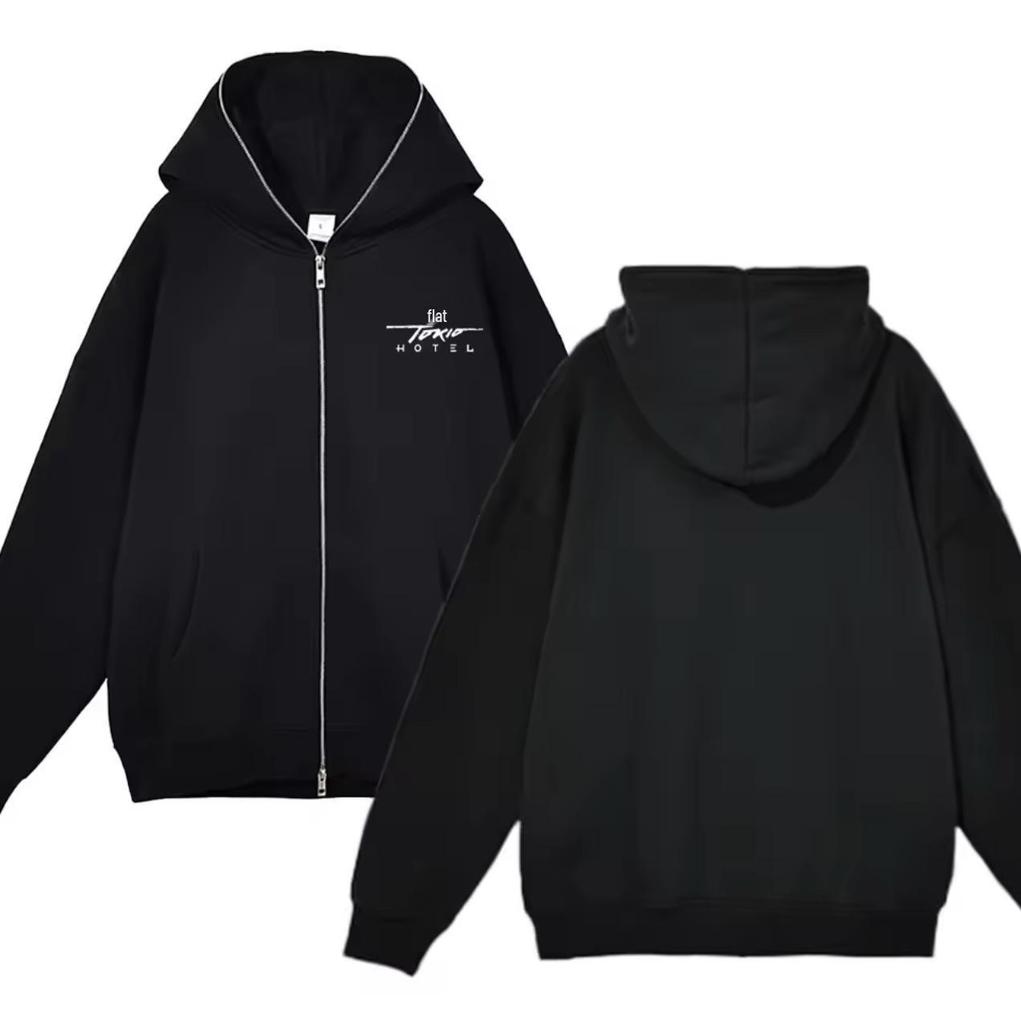 Tokio Hotel Bill Kaulitz Banda de Rock Y2K Jaqueta com Capuz e Zíper Completo