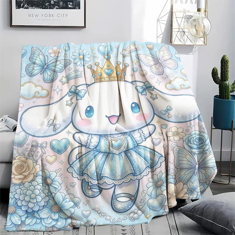 1PC Cinnamoroll Print Flannel Blanket, High Quality All Seasons, Home Decor, Warmth and Comfort, Perfect for Christmas Gifts