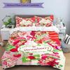 3pcs Strawberry Princess4 Design Cover Set - HD Printed Bedding with 1 Cover and 2 Pillowcases - Perfect for Home and Dorm Decor