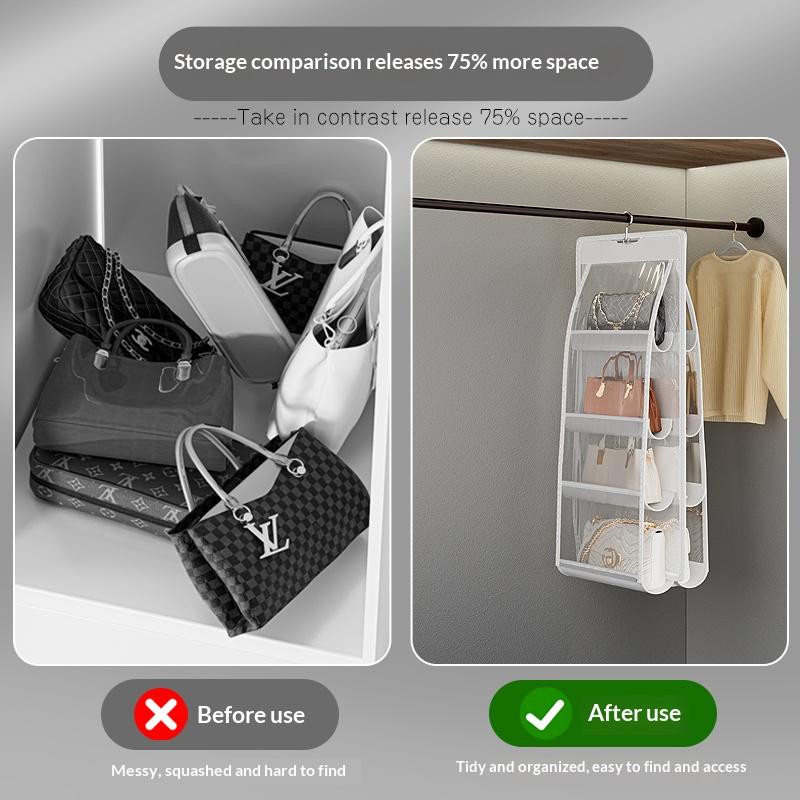 Bag storage hanging bag dustproof transparent mesh pocket storage bag behind the door