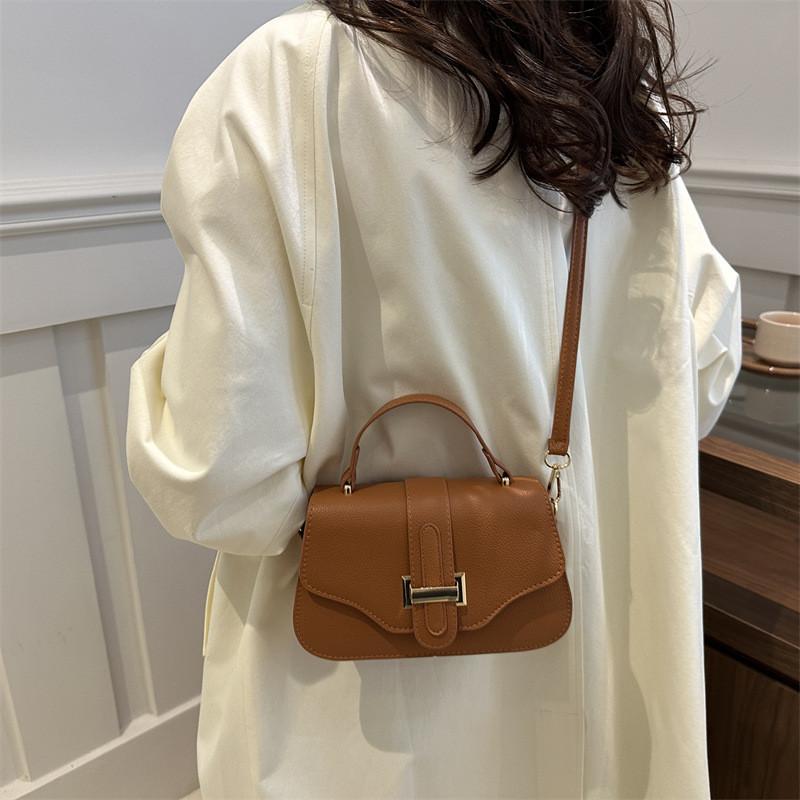 Vintage Chic Stylish Pu Small Square Tote Bag For Casual Everyday Use In Khaki Color