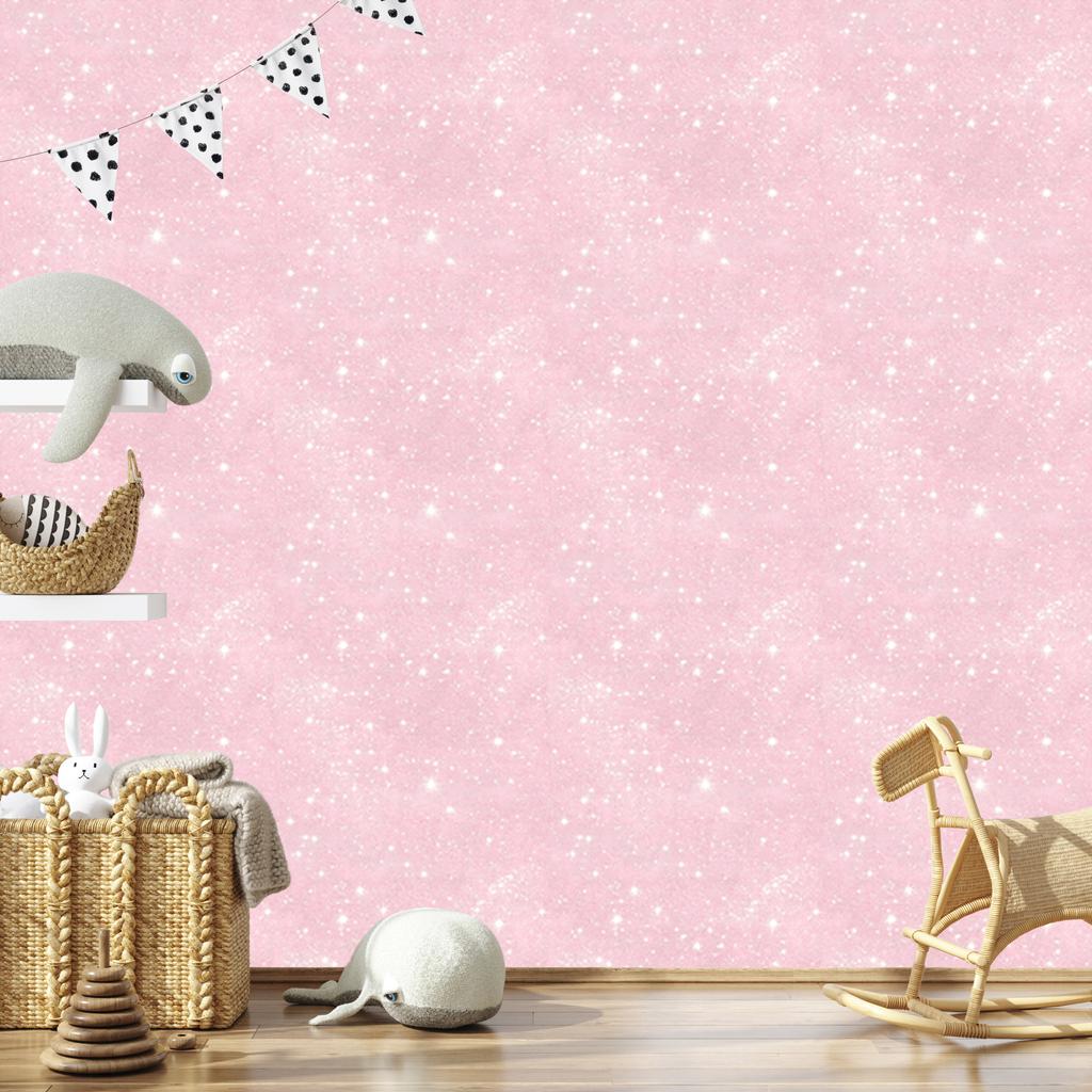 Powder pink, white and coral glitter wallpaper for living room and bedroom 50x1000