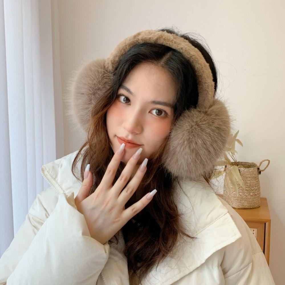 Winter Ear Protection Ear Cover Coldproof Earflaps Solid Color Fluffy Earmuffs  Women