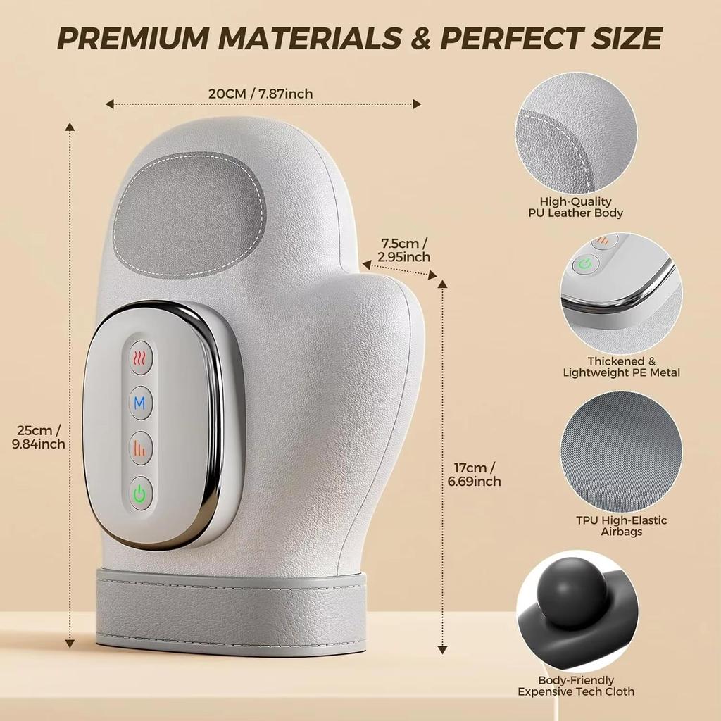 Portable Electric Hand Massager with Heat - Cordless Air Compression Relaxation Device