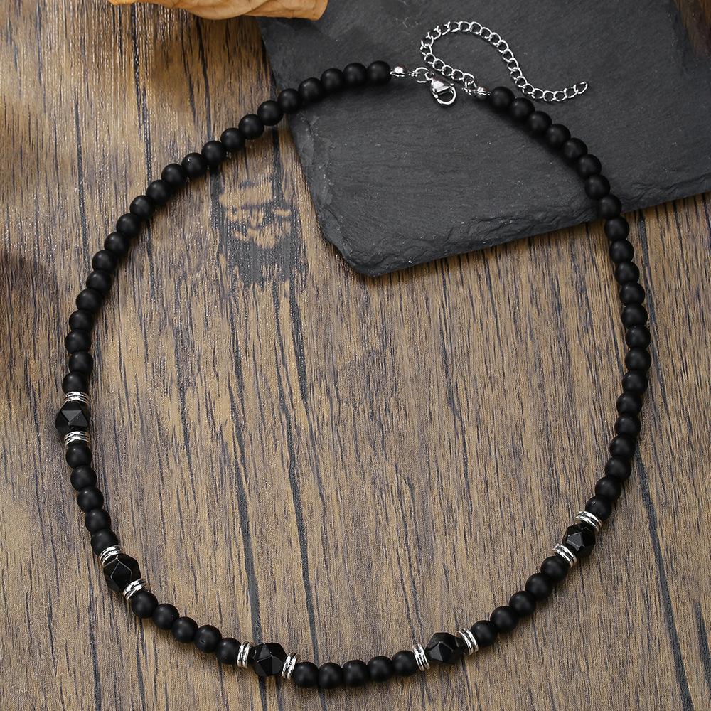 Emperor Stone Beaded Men's Collarbone Necklace: Stylish European & American Hip Hop Abacus Bead Chain