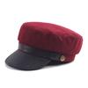 Military Cap Men Pu Leather Brim Flat Top Navy Cap Women Casual Trendy Beret Men's Hats For Casual Vintage Autumn Winter