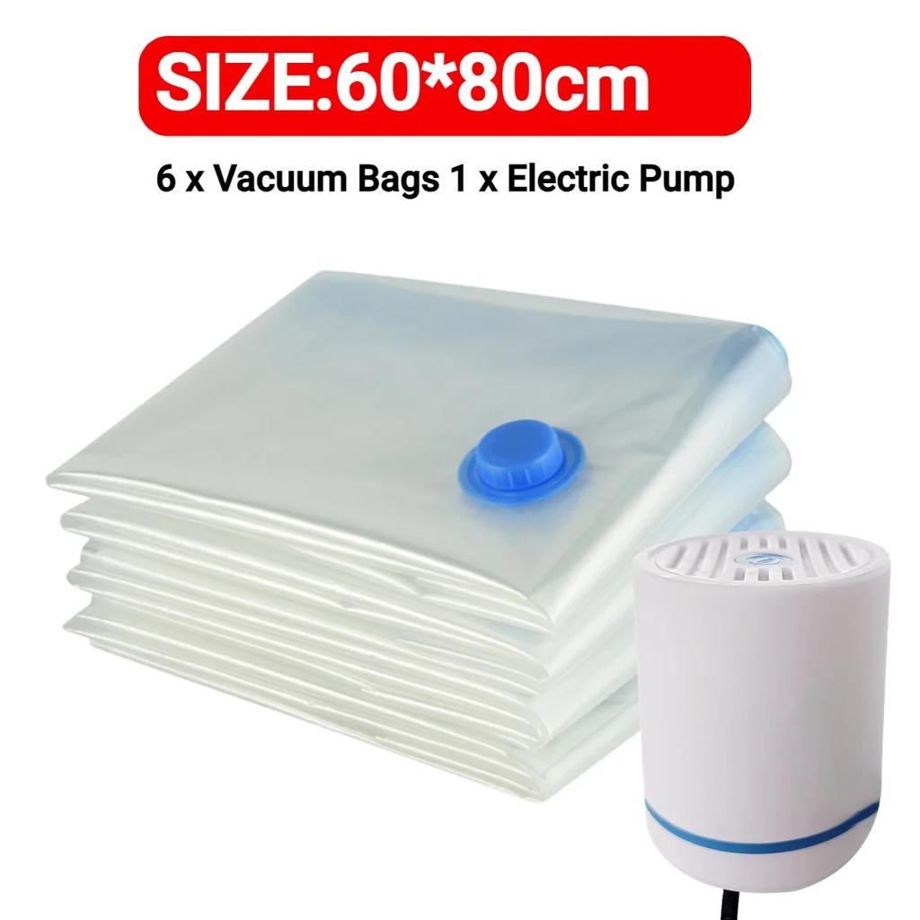 Folding Compressed Organizer Reusable Vacuum Storage Bags Dustproof Space Saving Hand Pump Blankets Clothes Pillows Organizer