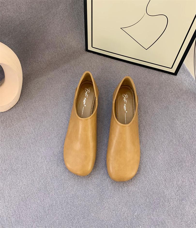 2025 new business casual retro versatile leather shoes couple comfortable casual shoes one pedal lazy shoes