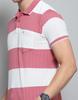 MONTE CARLO Mens Striped Pink Collar Neck Half Sleeve T-Shirt