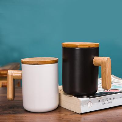 Ins nordischer Holzgriff Keramiktasse Büro Wasserbecher Geschäftsveranstaltungsgeschenk weißes Porzellan