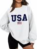 Women's Gothic Harajuku Plus Size Round Neck Hoodie with American Flag Print