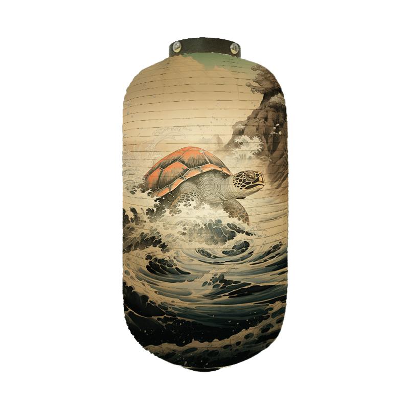 Japanese Traditional Cloth Lantern Ukiyo-e Style Turtle Printed Lantern Restaurant Pub Izakaya Cuisine Shop Hanging Decor Lamp