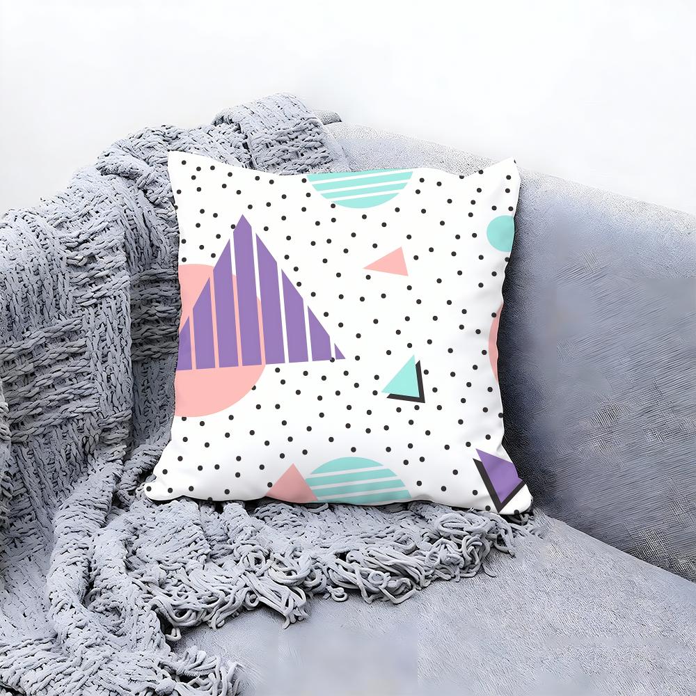 Trendy Color Block Splicing Cushion Cover Premium Comfort Reversible Pillow Cove Two In One Design for Any Room  Car Interior