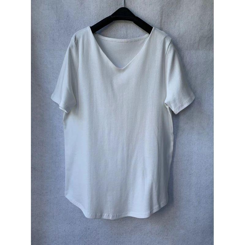 

2024 Экспорт Экспорт Ежедневный Заказ Летняя Новинка Женская Повседневная Минималистичная Щедрая Чистый Хлопок Приталенная Футболка с Коротким Рукавом White L
