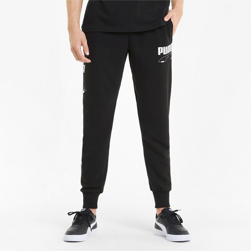 Puma Rebel Joggers Cl Tr Logo Print Knit Mid Waist Drawstring Sports Pants Men Bottoms Black 588877-01